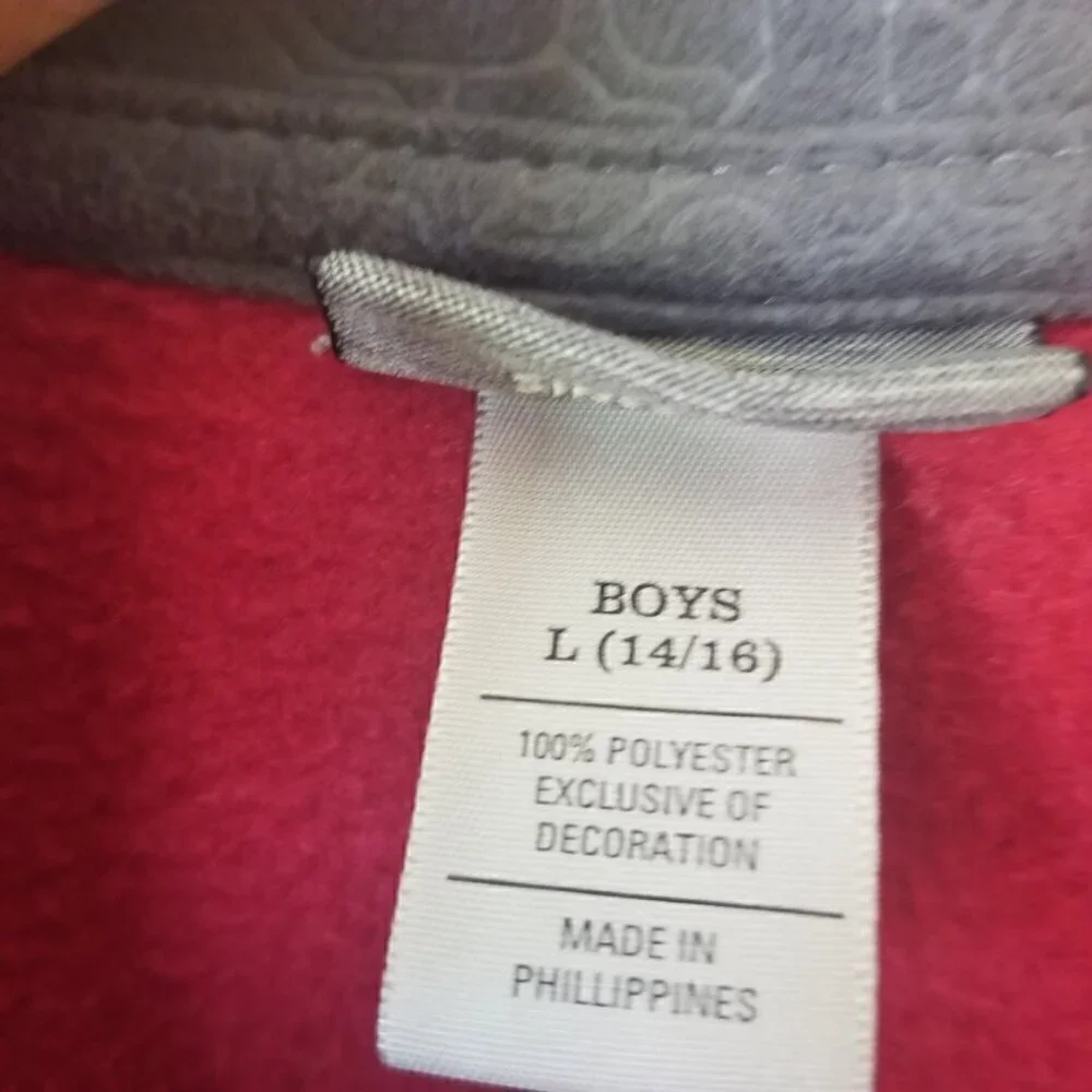 Boy's REI Outdoor Vest Large 14/16 Dark Red Crimson Full Zip Fleece